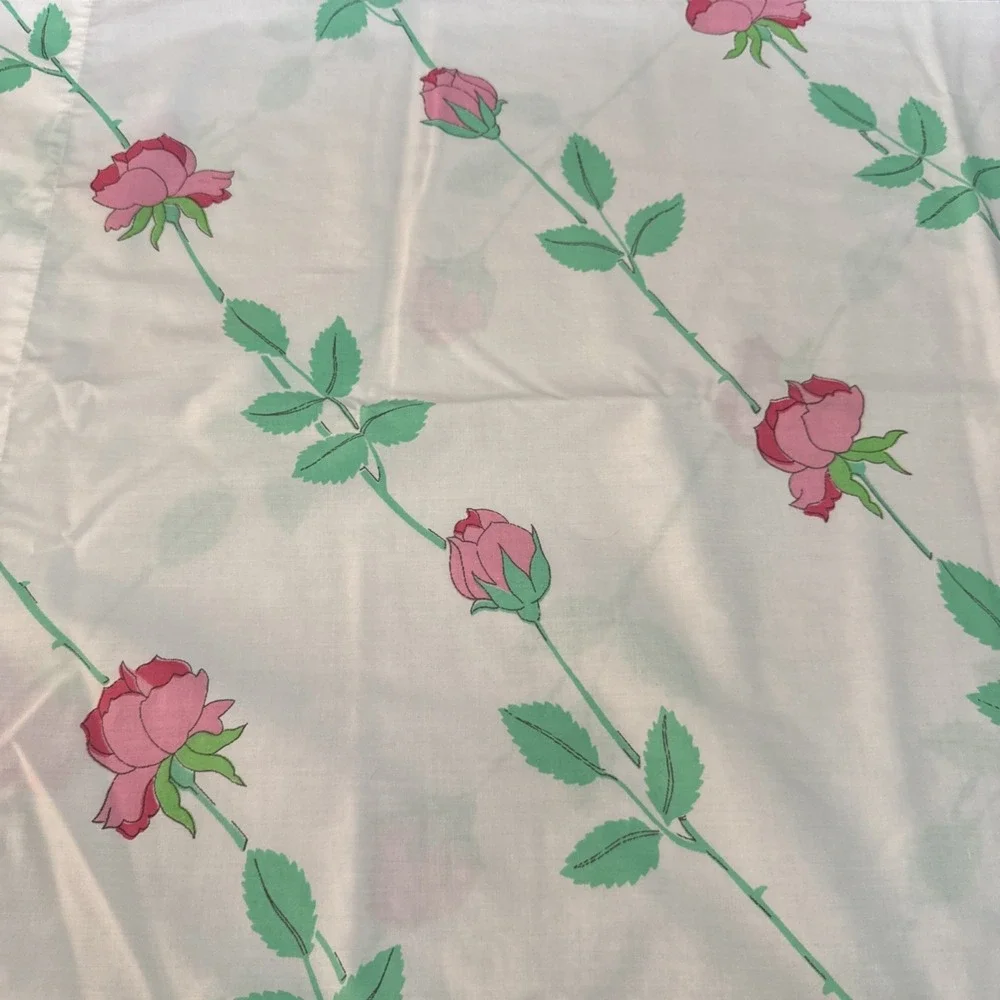 Vintage 70s Wamsutta Pillowcase KING Size Christian Dior Rose Pattern Supercale